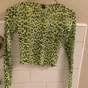 Windsor Tops - Cheetah print green see through long sleeve Windsor Tops - Cheetah print green see through long sleeve